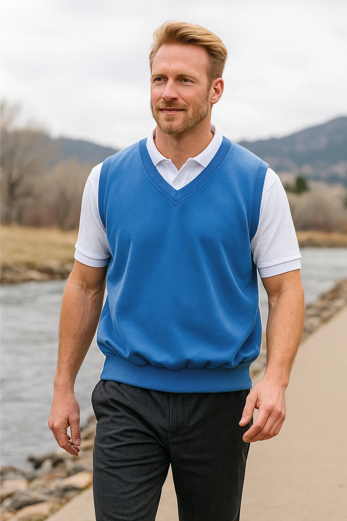 Men's Lightweight Layering Water Repellent V-Neck Vest Made in USA