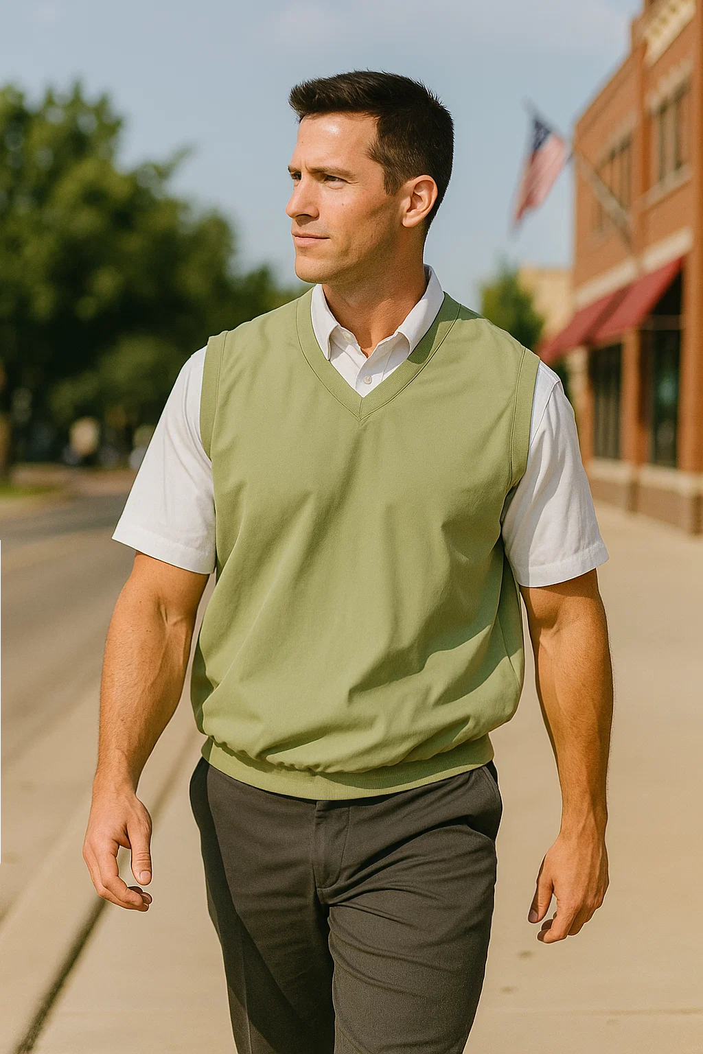 Men's Lightweight Layering Water Repellent V-Neck Vest Made in USA Men's Lightweight Layering Water Repellent V-Neck Vest Made in USA