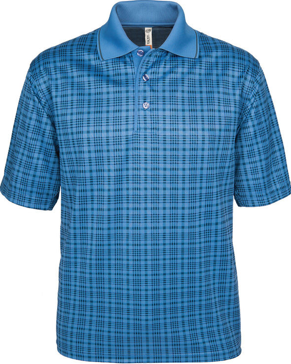Made in USA Blue Plaid Men's Polo