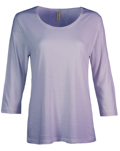 Made in USA Women's Bamboo Cotton Jersey 3/4 Sleeve Scoop Neck Tee