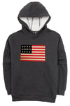 LOVE USA APPAREL Men's Heavy Duty Heavy Weight Micro Fleece Hoodie Sweatshirt with Flag Made in USA Black