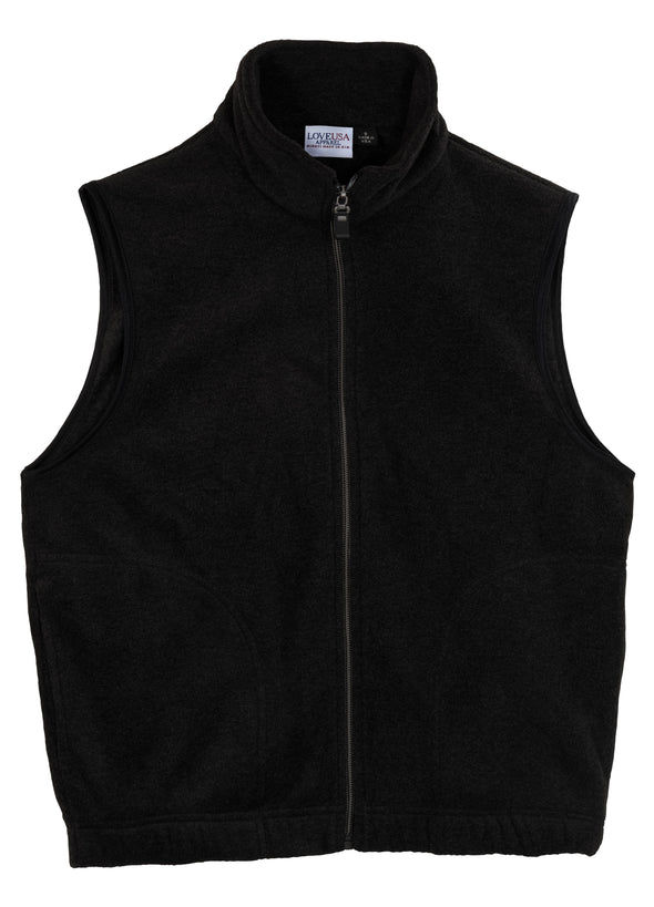 LOVE USA APPAREL Men's 100% Polyester Anti-Pilling Micro Fleece Full Zip Vest Made in USA